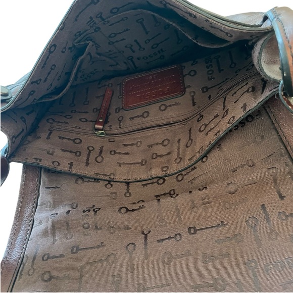 Fossil Tweed Leather Crossbody Purse Bag Saddlebag Wool - Picture 8 of 9